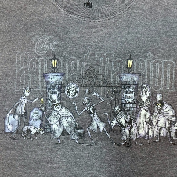 Disney Tops - Disney Parks Haunted Mansion T-shirt Small Gray Spooky Gothic Graphic Shirt